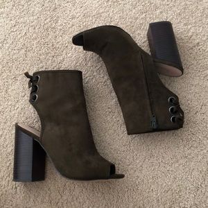 Olive green block heel booties ALDO